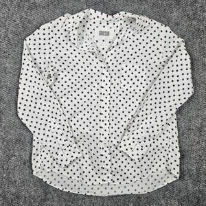 Grayson Womens Size 02 White Star Print The Hero Cotton Button Up Shirt Blouse